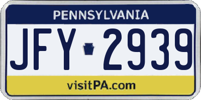 PA license plate JFY2939