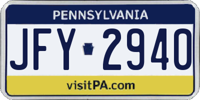 PA license plate JFY2940