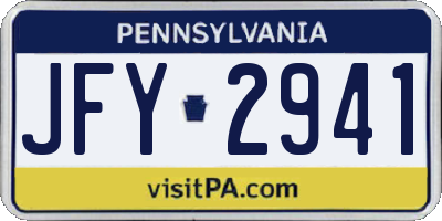 PA license plate JFY2941