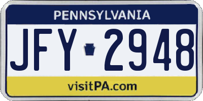 PA license plate JFY2948