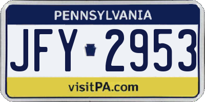 PA license plate JFY2953