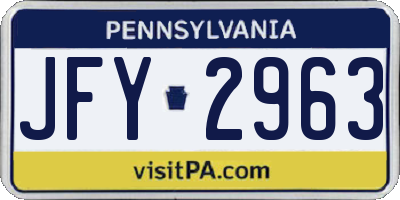 PA license plate JFY2963