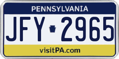 PA license plate JFY2965