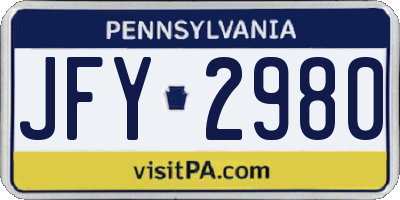 PA license plate JFY2980
