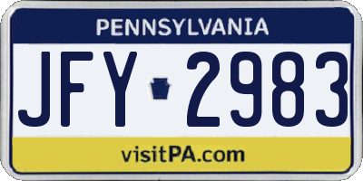PA license plate JFY2983