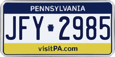 PA license plate JFY2985