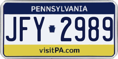PA license plate JFY2989