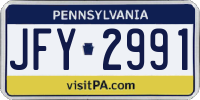 PA license plate JFY2991