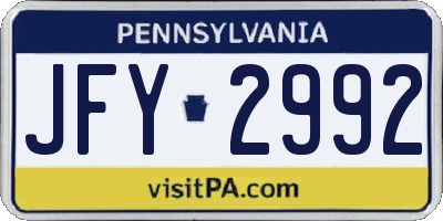 PA license plate JFY2992