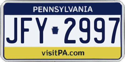 PA license plate JFY2997