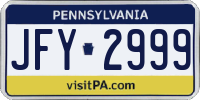 PA license plate JFY2999