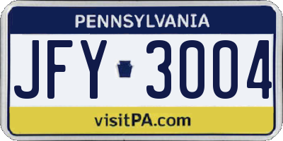 PA license plate JFY3004