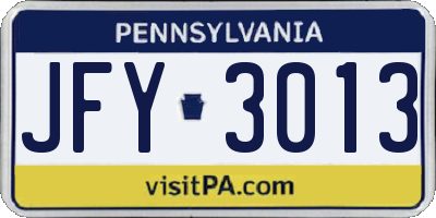 PA license plate JFY3013