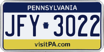 PA license plate JFY3022