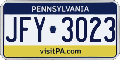 PA license plate JFY3023