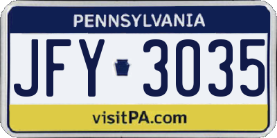PA license plate JFY3035