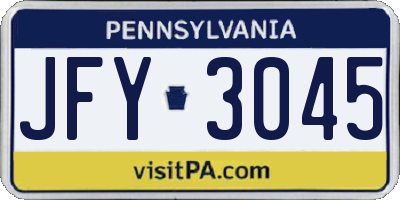 PA license plate JFY3045