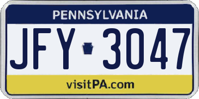 PA license plate JFY3047