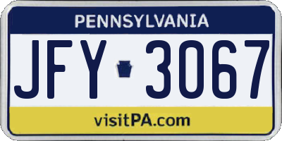 PA license plate JFY3067