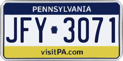 PA license plate JFY3071