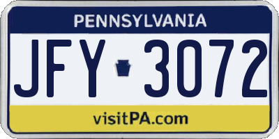 PA license plate JFY3072