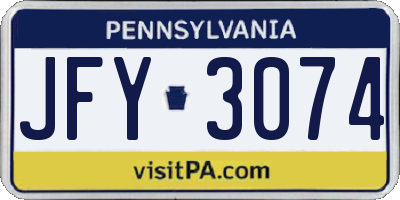 PA license plate JFY3074