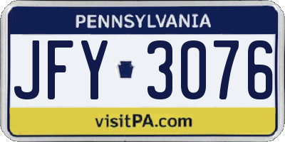 PA license plate JFY3076