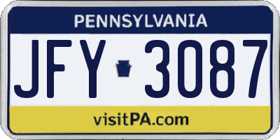 PA license plate JFY3087