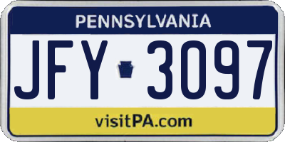 PA license plate JFY3097