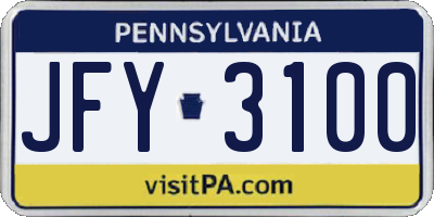 PA license plate JFY3100