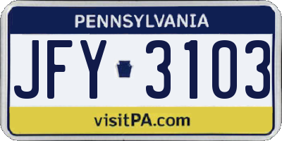 PA license plate JFY3103