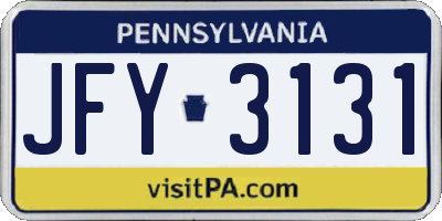 PA license plate JFY3131