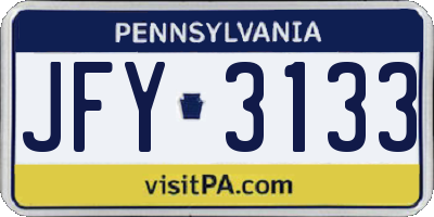 PA license plate JFY3133