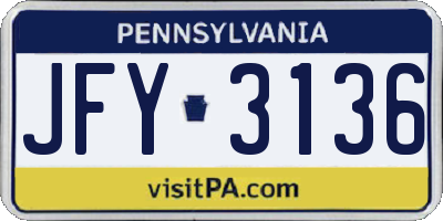 PA license plate JFY3136