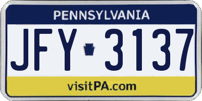 PA license plate JFY3137