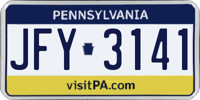 PA license plate JFY3141