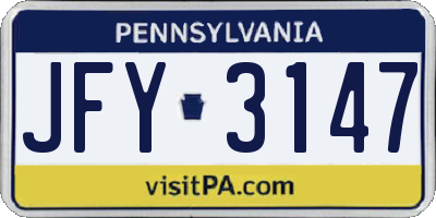 PA license plate JFY3147