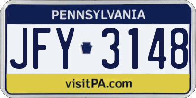 PA license plate JFY3148