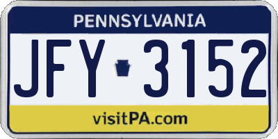 PA license plate JFY3152