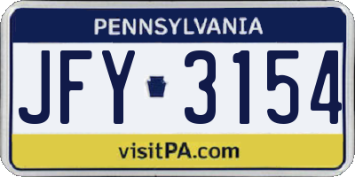 PA license plate JFY3154