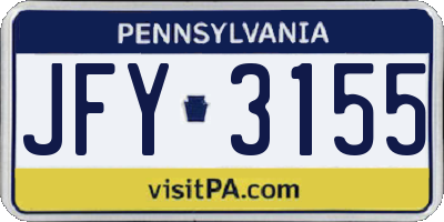 PA license plate JFY3155