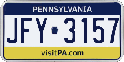 PA license plate JFY3157