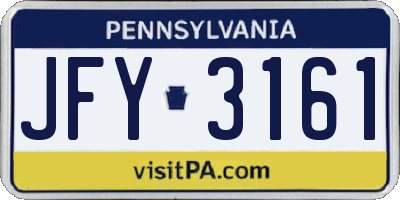 PA license plate JFY3161