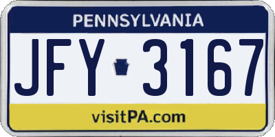 PA license plate JFY3167