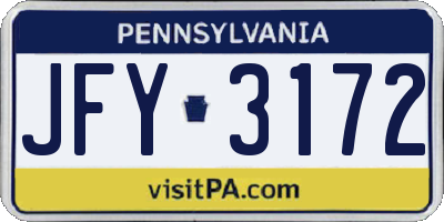 PA license plate JFY3172