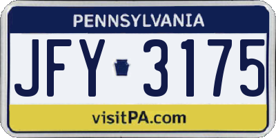 PA license plate JFY3175