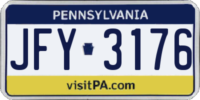 PA license plate JFY3176
