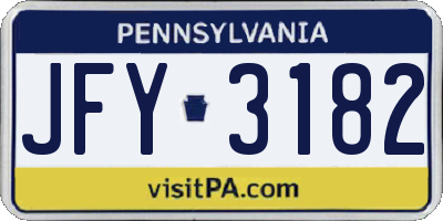 PA license plate JFY3182