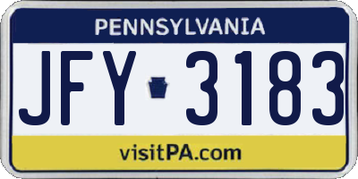 PA license plate JFY3183