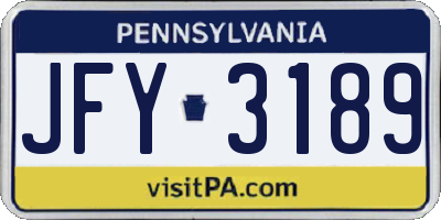 PA license plate JFY3189